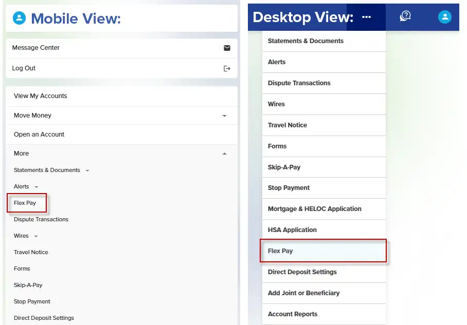 FlexPay FlexPay Mobile and Desktop screens